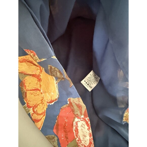 Anthropologie Maeve Floral Dress Size 4 Blue Silk Cotton Blend Open Back New - Picture 14 of 16